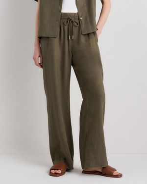 Quince 100% European Linen Wide Leg Pants - Green