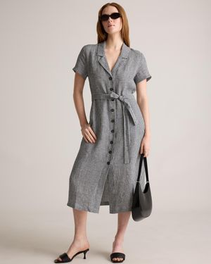 Quince 100% European Linen Button Front Dress in Natural | Lyst