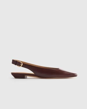 Quince Italian Leather Slingback Flat - Brown