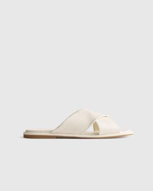 Quince Italian Leather Crossover Slide - White