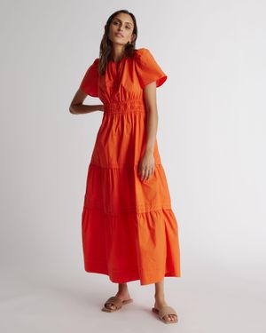 Quince Poplin Tiered Maxi Dress, Cotton
