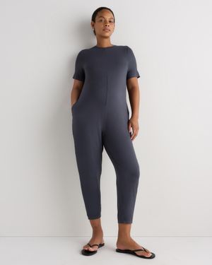 Quince Bamboo Jersey Maternity Everyday Jumpsuit - Blue