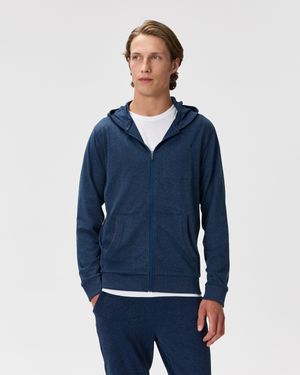 Quince Flowknit Performance Full-Zip Chest Pocket Hoodie, Recycled Polyester - Blue