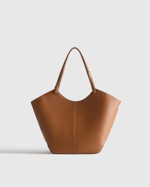 Quince Italian Leather Trapeze Tote - Brown