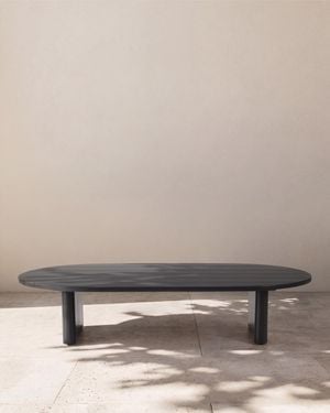 Quince Curved Powder-Coated Aluminum Outdoor Coffee Table, Powder Coated Aluminum - Brown