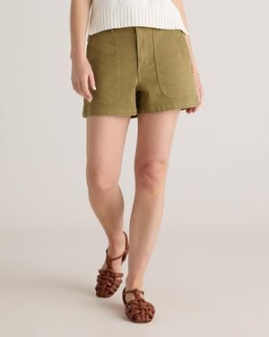 Quince Organic Stretch Cotton Twill Utility Shorts, Organic Cotton - Green
