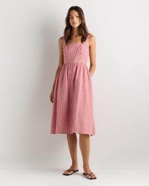 Quince 100% European Linen Fit & Flare Midi Dress - Pink