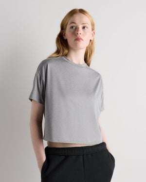 Quince Flowknit Breeze Boxy Cropped Tee, Recycled Polyester - Gray