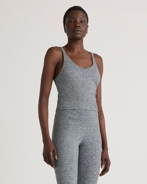 Quince Ultra-Soft Strappy Cropped Tank Top, Polyester - Gray