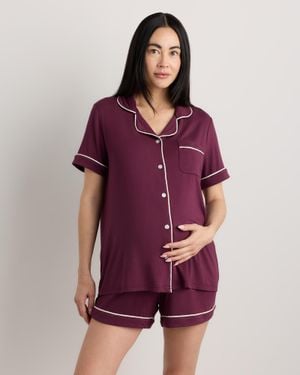 Quince Bamboo Jersey Maternity Short Sleeve Pajama Set - Purple