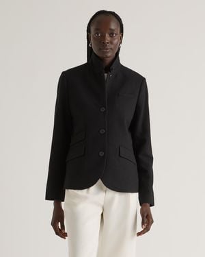 Quince Italian Wool Stand Collar Blazer - Black