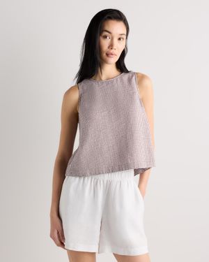 Quince 100% European Linen Cropped Tank Top - Purple