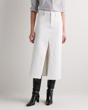 Quince Stretch Denim 5-Pocket Midi Skirt, Organic Cotton - White