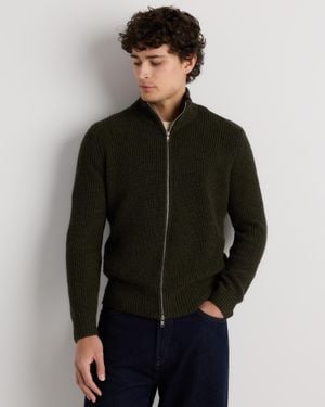 Quince Mongolian Cashmere Fisherman Full Zip Sweater - Black