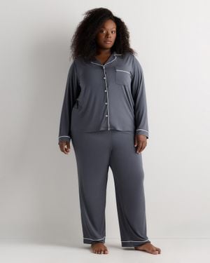 Quince Bamboo Jersey Long Sleeve Pajama Set - Gray