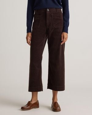Quince Organic Stretch Corduroy Cropped Wide Leg Pants, Organic Cotton - Black