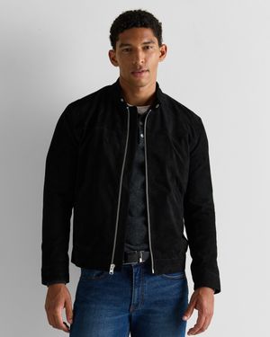Quince 100% Suede Café Racer Jacket, Leather - Black