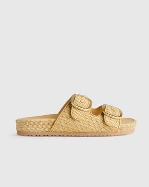 Quince Raffia Double Buckle Sandal - Metallic