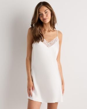 Quince Satin Lace Chemise, Mulberry Silk - White