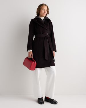 Quince Wool Cashmere Hooded Wrap Coat With Removable Down Bib - White