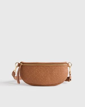 Quince Italian Leather Handwoven Sling Bag - Brown