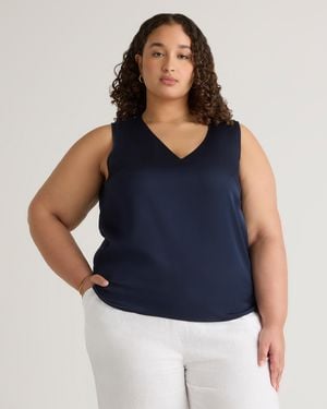 Quince Washable Stretch Silk Tank Top - Blue