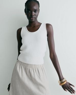 Quince Waffle Cropped Sweater Tank Top, Organic Cotton - Natural