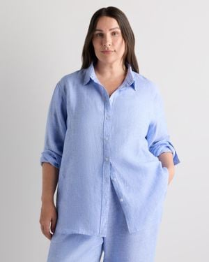 Quince 100% European Linen Long Sleeve Shirt - Blue