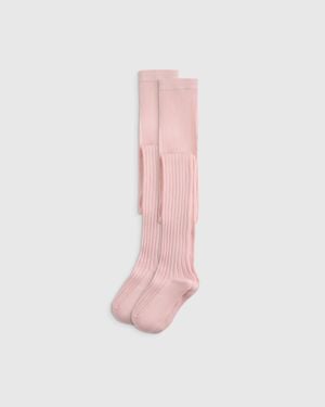 Quince Rib Tights, Organic Cotton - Pink