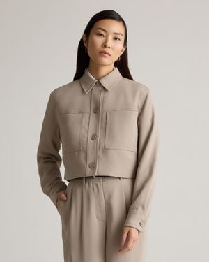 Quince Stretch Crepe Cropped Jacket, Recycled Polyester Spandex - Brown