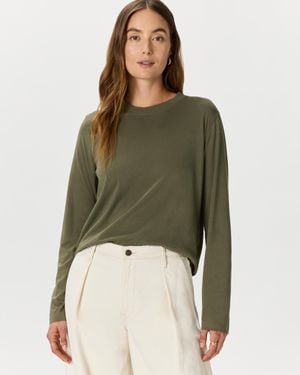 Quince Cotton Modal Relaxed Long Sleeve Tee, Cotton/Modal - Green