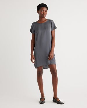 Quince Washable Stretch Silk T-Shirt Dress - Blue