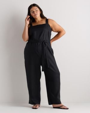 Quince 100% European Linen Square Neck Jumpsuit - Blue
