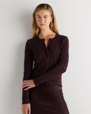 Quince Cable Crew Cardigan, Organic Cotton - Multicolor