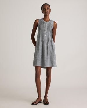 Quince 100% European Linen Sleeveless Swing Dress - Gray