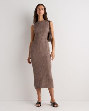 Quince Cotton Cashmere Ribbed Sleeveless Midi Dress - Brown