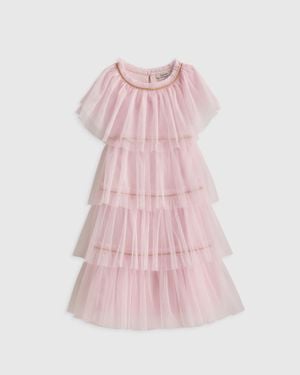 Quince Recycled Tulle Tiered Dress, Recycled Polyester - Pink