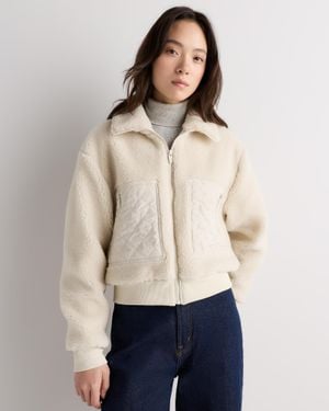 Quince Sherpa Cropped Bomber Jacket, Recycled Polyester - Natural