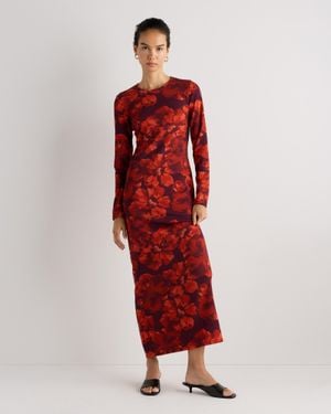 Quince Long Sleeve Knit Maxi Dress, Tencel - Red