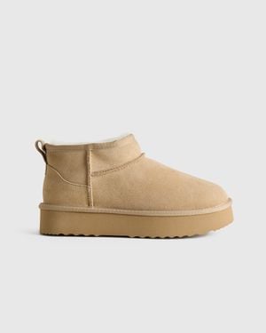 Quince Australian Shearling Platform Mini Boot, Suede Leather - Natural