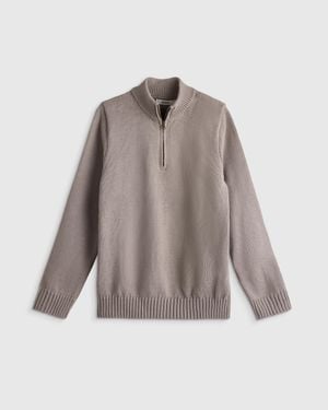Quince Boys Quarter-Zip Sweater, Organic Cotton - Brown