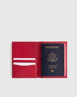 Quince Nappa Leather Rfid Blocking Passport Holder - Red