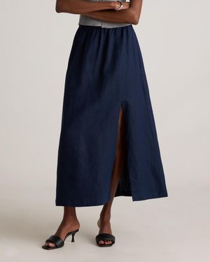 Quince 100% European Linen Maxi Skirt - Blue
