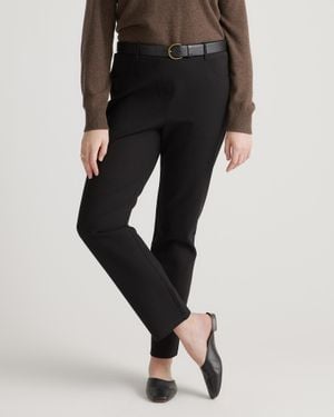 Quince Ultra-Stretch Ponte Straight Leg 4-Pocket Pants, Rayon - Black