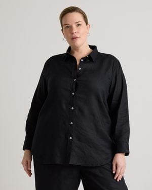 Quince 100% European Linen Long Sleeve Shirt - Black