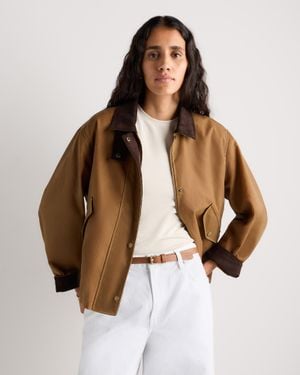 Quince Organic Waxed Cotton Cropped Barn Jacket, Organic Cotton - Brown