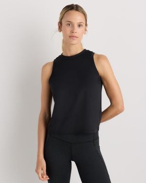 Quince Flowknit Breeze High-Neck Tank Top, 100% Polyester - Blue