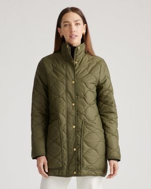 Quince Featherless Quilted Long Puffer Jacket, Nylon - Green
