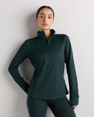 Quince Flowknit Quarter-Zip Pullover, Recycled Polyester - Green