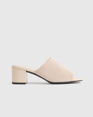 Quince Italian Leather & Eco Knit Heeled Mule - White